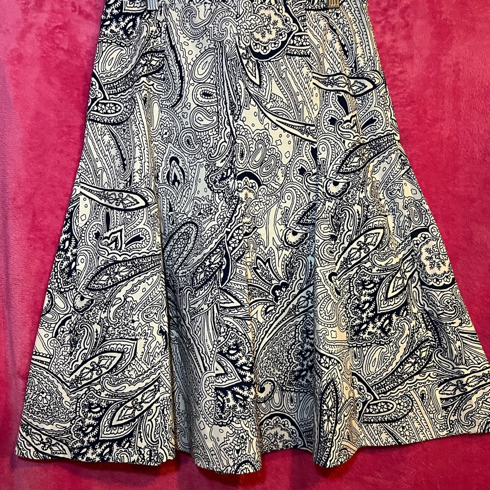 Talbots Blue and White Paisley A-Line Skirt